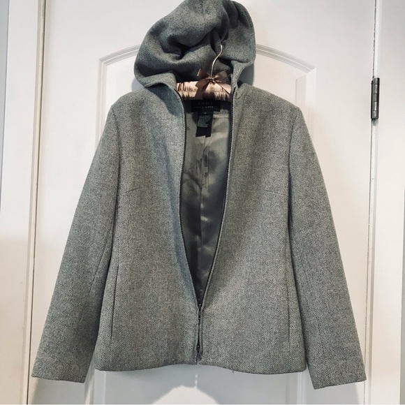 Lauren Ralph Lauren Jackets & Blazers - Ralph Lauren Grey Tweed Wool Jacket with Hood